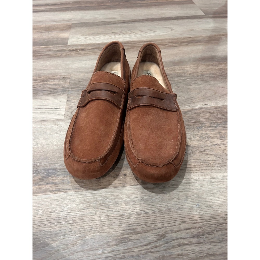 UGG Australia Men 18 Ascot Penny Loafer Chestnut Suede Shearling 1008831